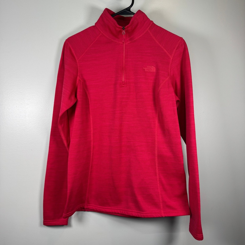 The North Face Quarter Zip Fleece Pullover Textured Hot Pink Womens Med Gorpcore